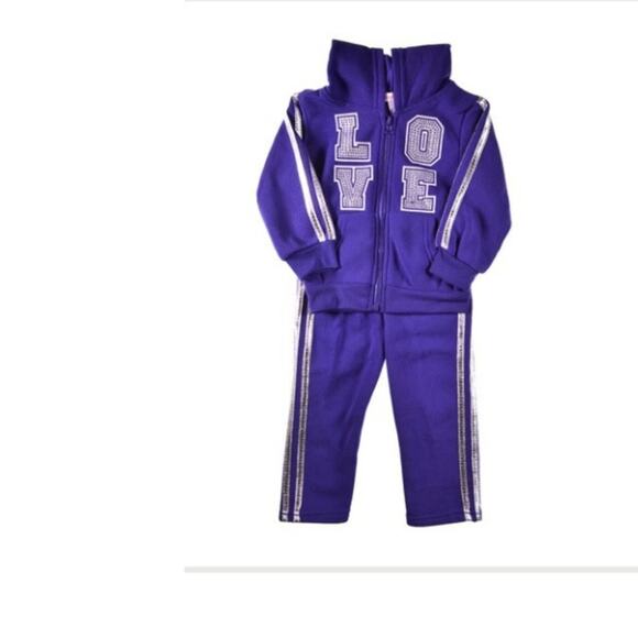 TEDDY BOOM Purple Girls 2T NWT Sparkle LOVE Zipper Hoodie Sweatpants NEW Gift - Picture 7 of 10